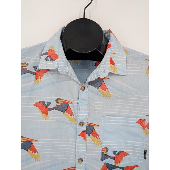 Billabong Hawaiian Button Up Size XL Tailored Fit Stretch Parrot Print Tropical - Picture 7 of 12